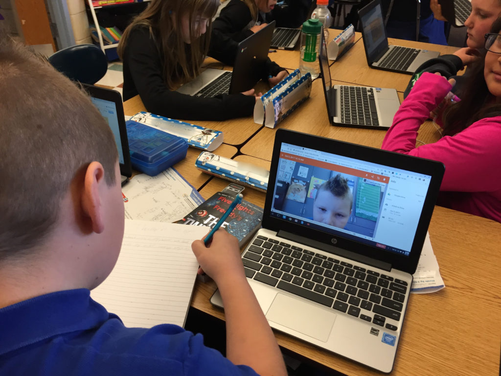 Students record themselves reading their poems using the Screencastify Chrome Extension