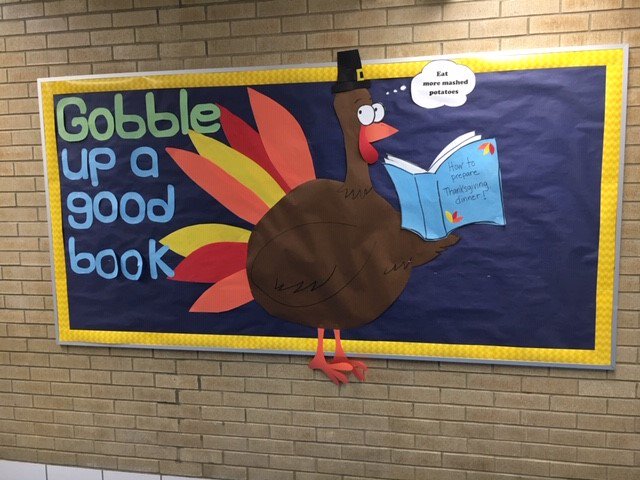 Gobble Up a Good Book Display - Rebecca Fellows and Shelley Francom, Pioneer Elementary