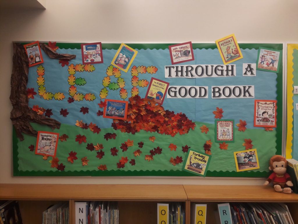 Leaf Through a Good Book Display - Nanette Warr and Susan Brough, Monroe Elementary