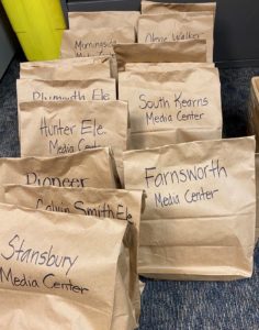 Books packaged for shipping out to elementary schools