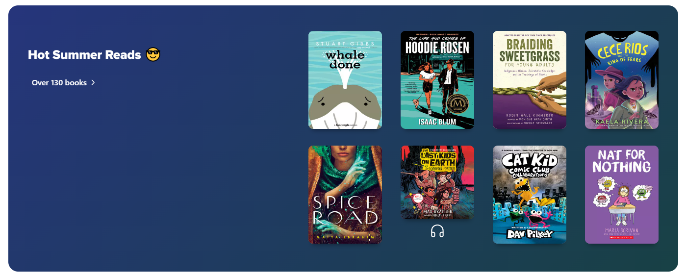 Hot Summer Reads - Screenshot of Sora Collection Ribbon with book cover images