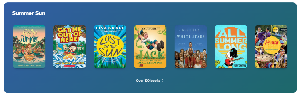 Summer Sun - Screenshot of Sora Collection Ribbon with book cover images